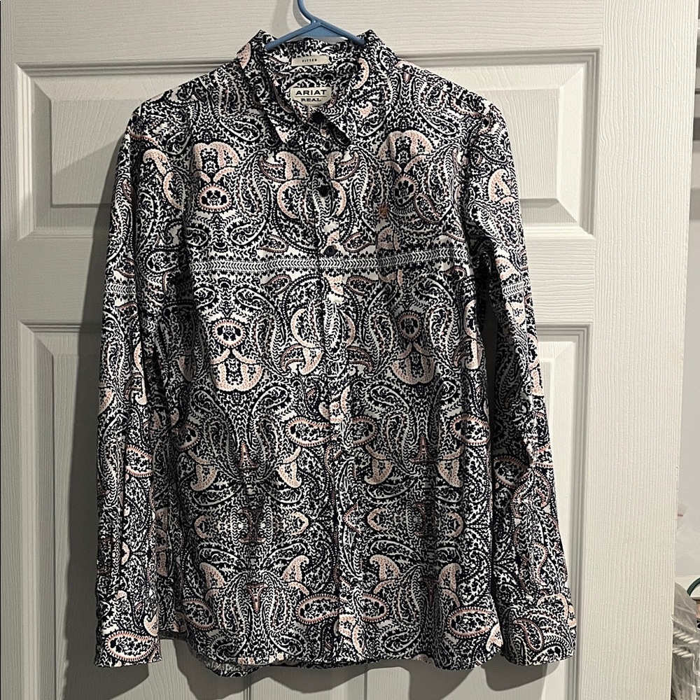 Ariat Navy and Coral Paisley Shirt